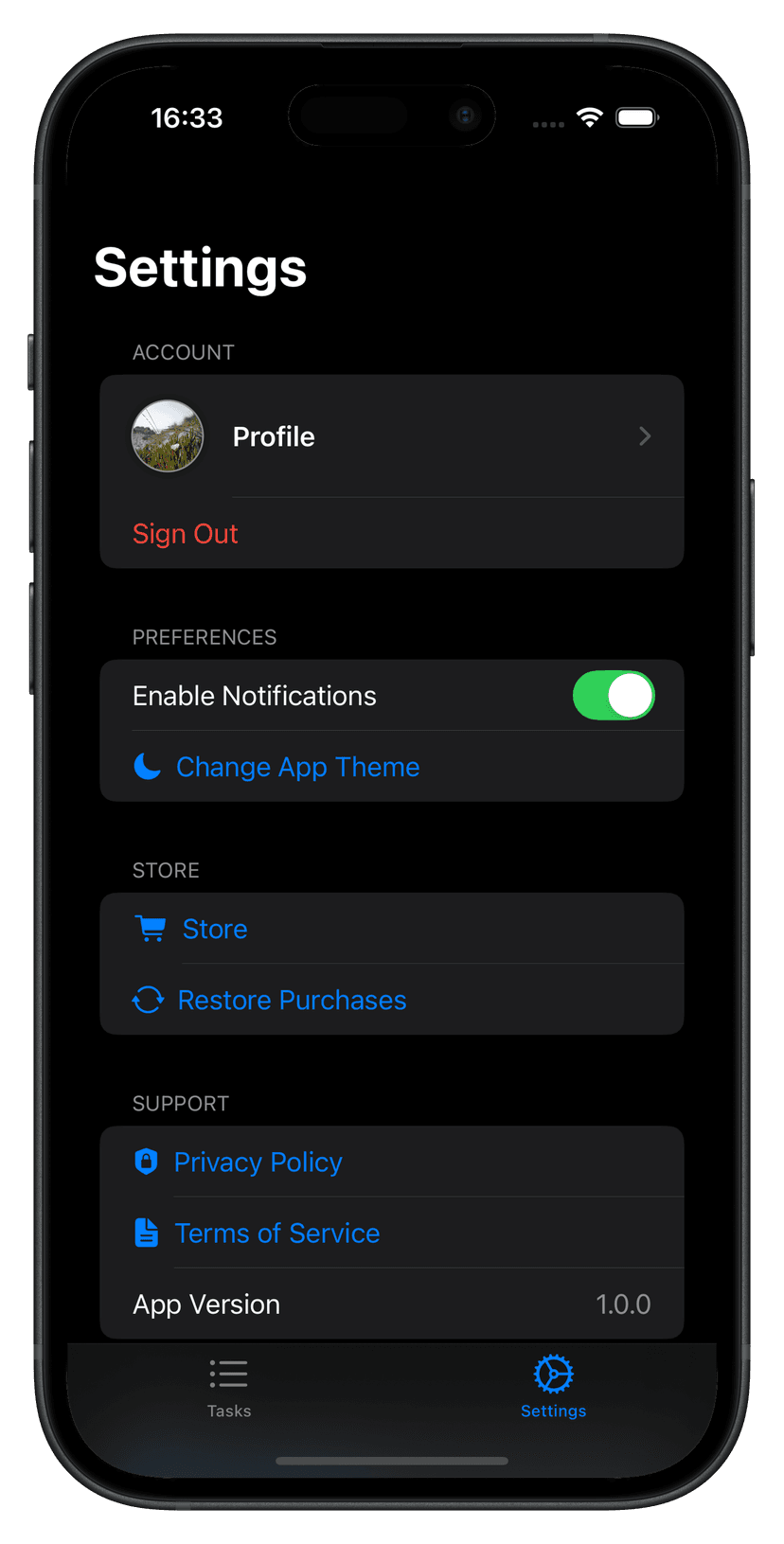 Settings View